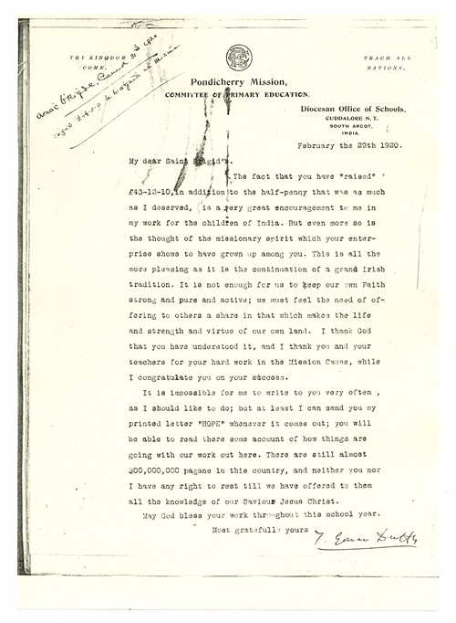 Photocopied letter